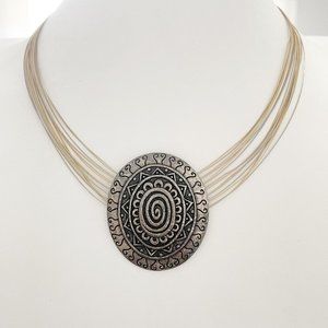 Chico's Gold and Silver Large Pendant Necklace